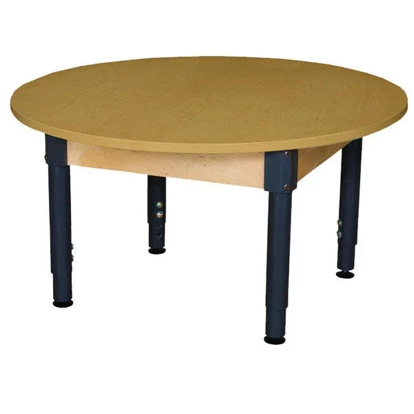 48" Round High Pressure Laminate Table with Adjustable Legs 12"-17"