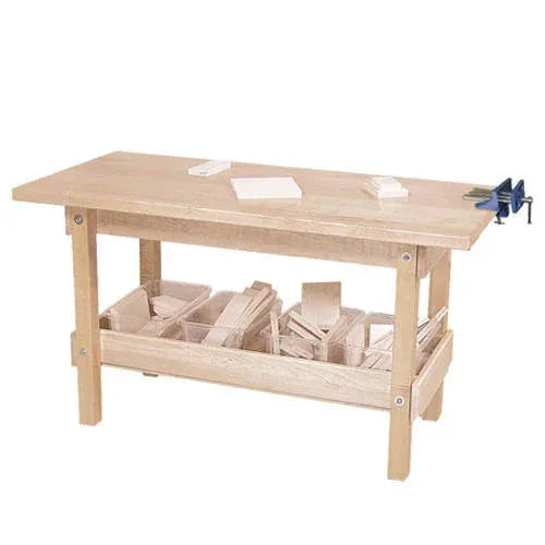 Workbench with (4) Translucent Trays and Wood Pieces