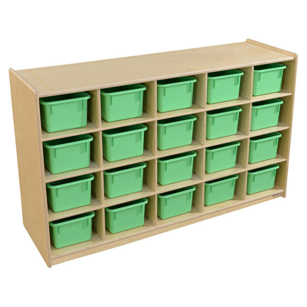 20 Tray Storage with Lime Green Trays