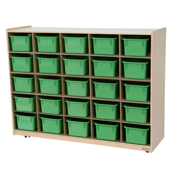25 Tray Storage with Lime Green Trays