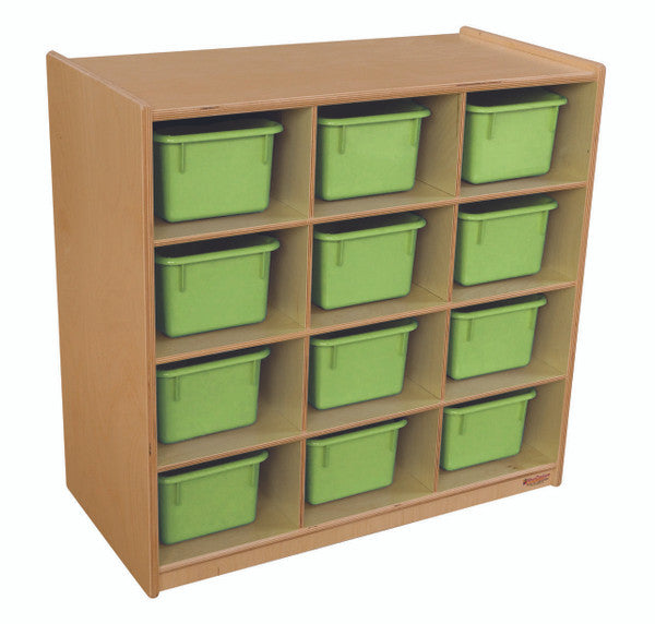 (12) Cubby Storage with Lime Green Trays