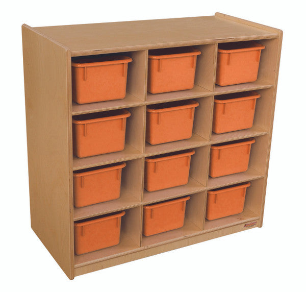 (12) Cubby Storage with Orange Trays