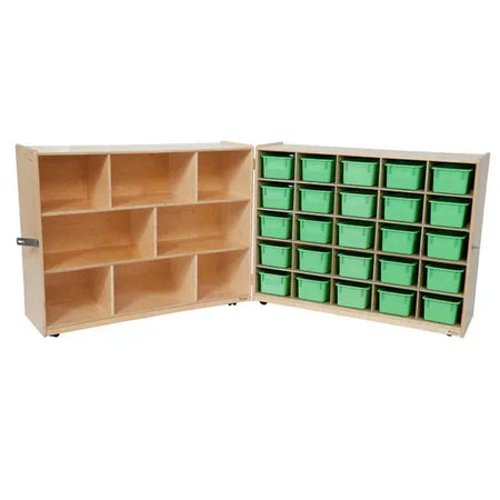 Tray and Shelf Folding Storage with (25) Lime Green Trays