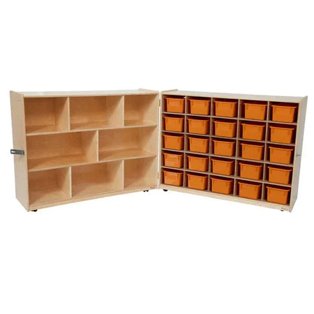 Tray and Shelf Folding Storage with (25) Orange Trays