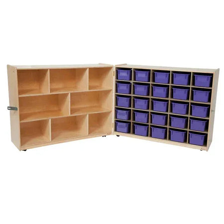 Tray and Shelf Folding Storage with (25) Purple Trays