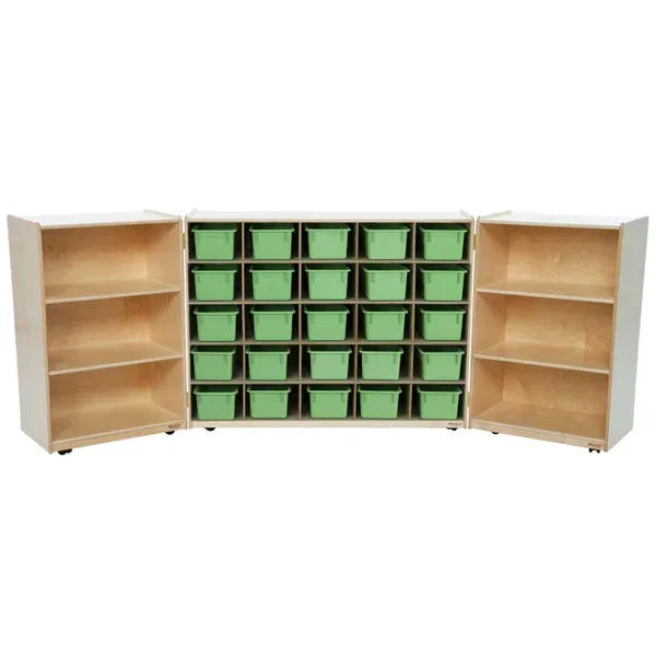 25 Tray Tri-Fold Storage with Lime Green Trays