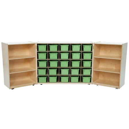 25 Tray Tri-Fold Storage with Lime Green Trays