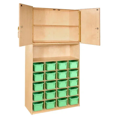 20 Tray Vertical Storage Cabinet with Lime Green Trays