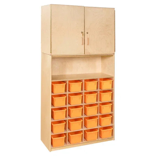 20 Tray Vertical Storage Cabinet with Orange Trays