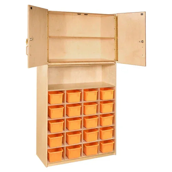 20 Tray Vertical Storage Cabinet with Orange Trays