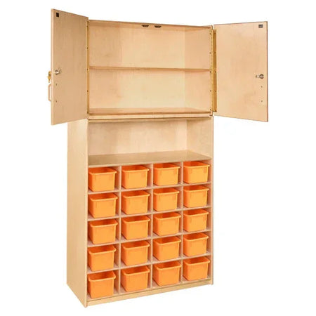 20 Tray Vertical Storage Cabinet with Orange Trays