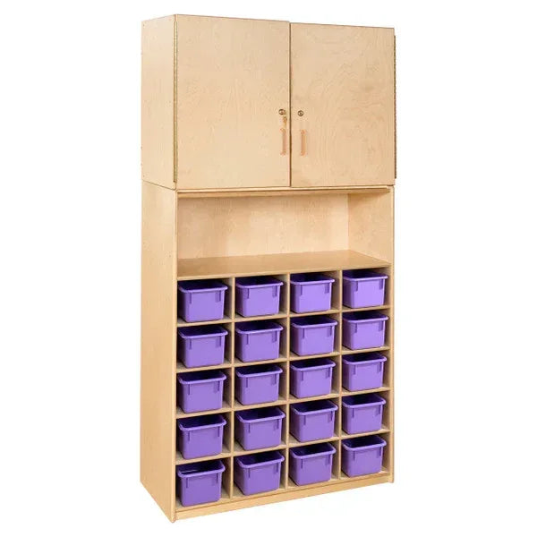 20 Tray Vertical Storage Cabinet with Purple Trays