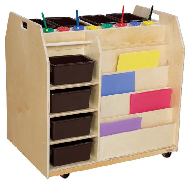 Trolley Art Cart with Brown Trays