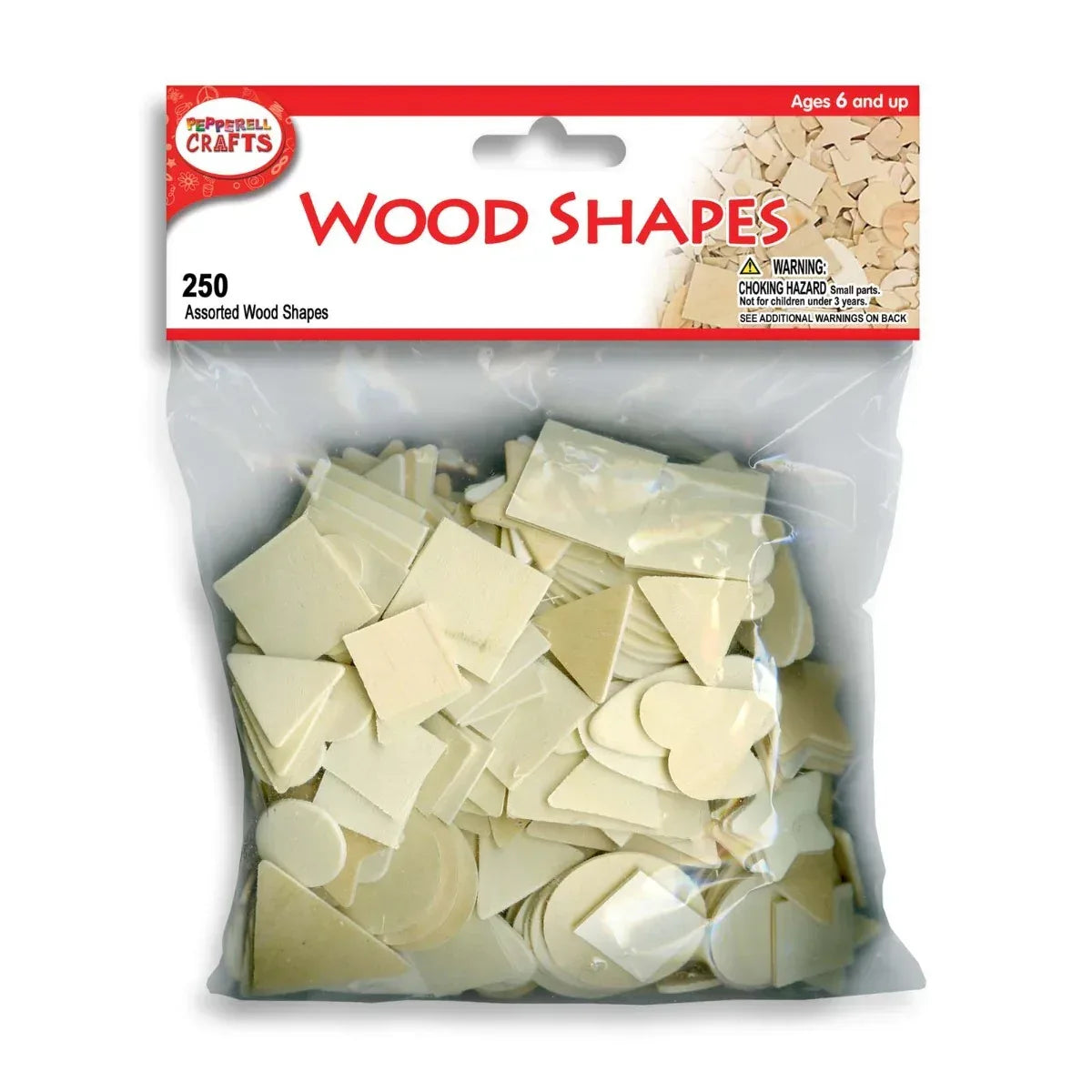 Craft Wood Bits - Wood Shape - Assorted Shapes - Natural - 1 To 1.5 Inches - 250/pkg (01372)