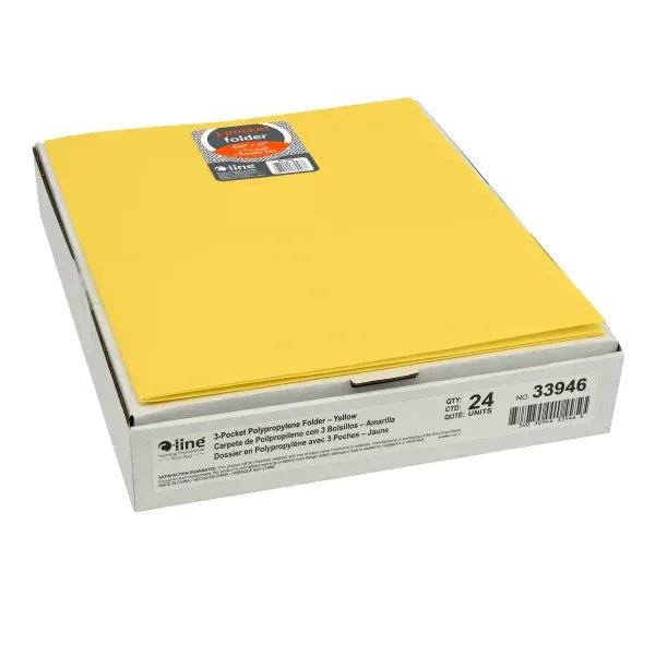 C-Line® 3-Pocket Poly Portfolio, Yellow, Box of 24