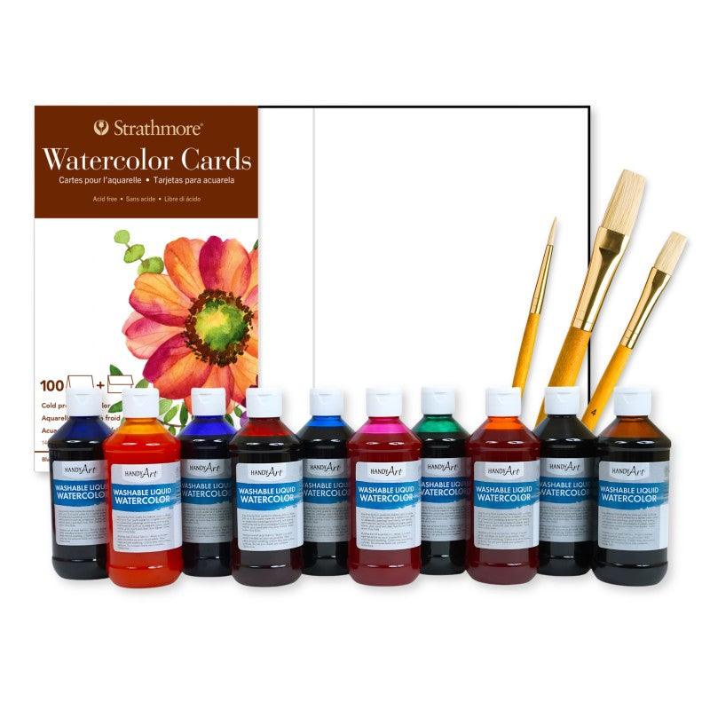 Watercolor Card Making Kit, Watercolor Cards, Paints, Brushes & Palette Trays