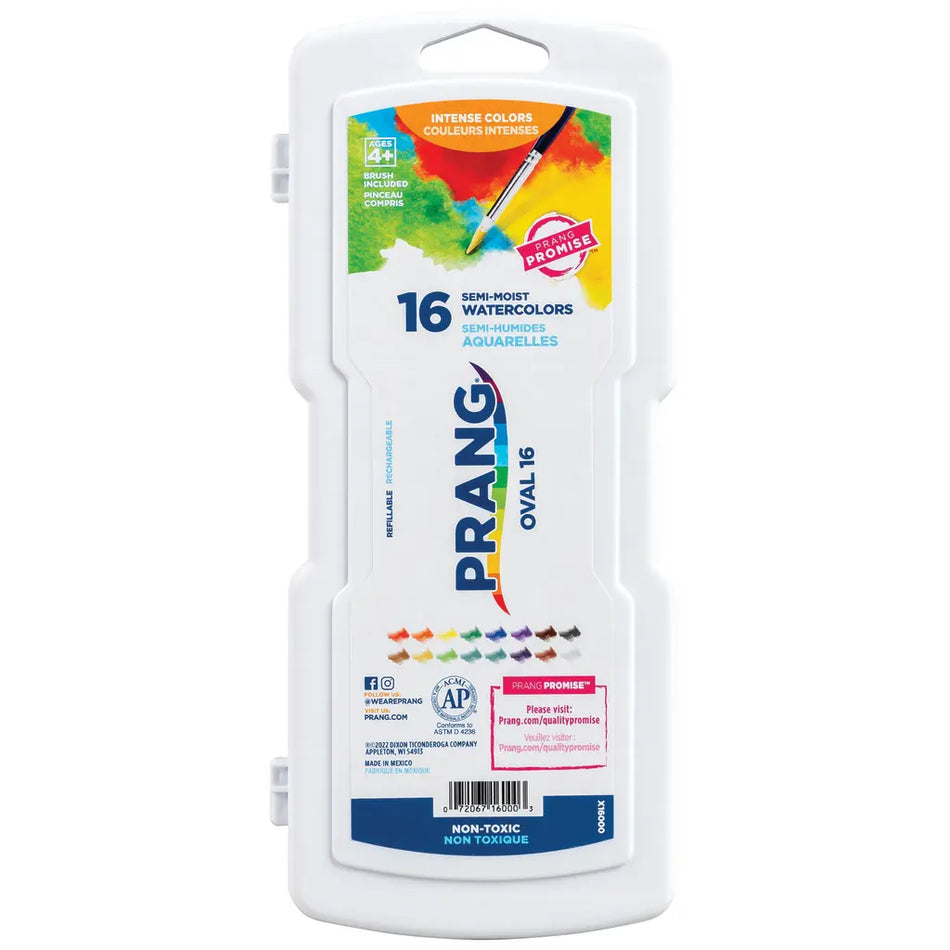 Prang Oval Pan Watercolor Paint Set, 16 Assorted Colors, (DIXX16000)